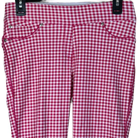 Nygard Luxe Slims Capri Size M 10-12 Pink White Gingham Check Stretch Fun Pants - Picture 5 of 11